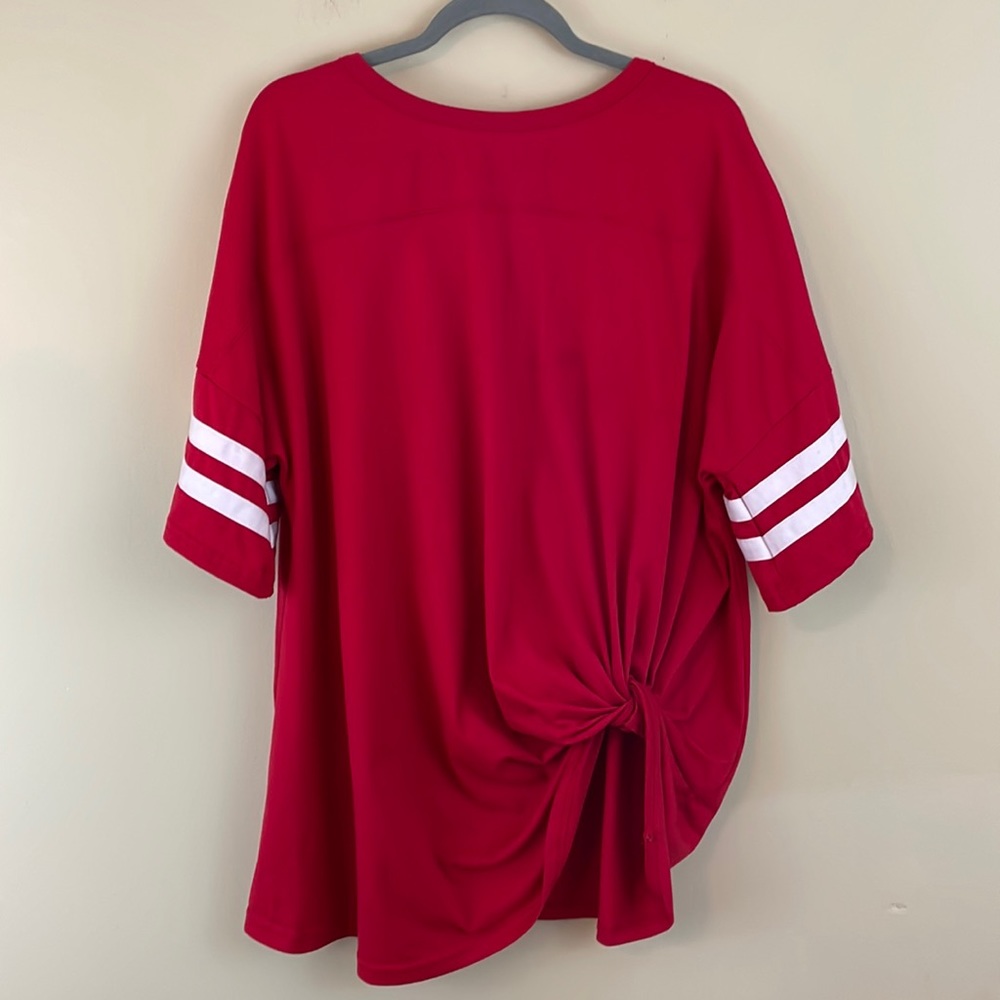 Red Women's Top with White Stripes